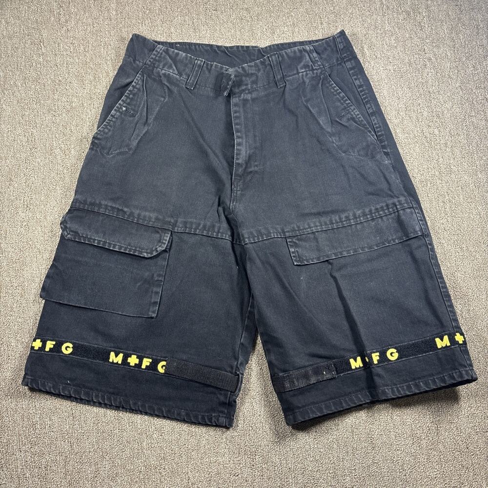 Vintage Marithe Francois Girbaud M+FG Cargo Shorts 36 Baggy Y2K Hip Hop Black